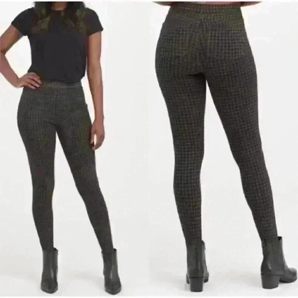 SPANX Jean-ish Ankle Leggings Skinny Pants Houndstooth Size Medium
